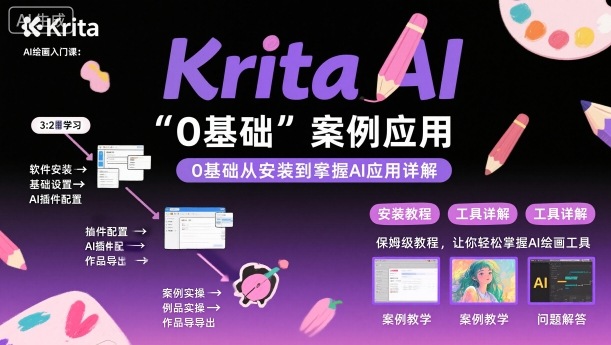 Krita AI绘画入门课，0基础从安装到案例应用krita AI使用详解-低成本创业项目大全｜短视频带货+AI副业变现｜知行创业网