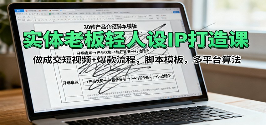 实体老板轻人设IP打造课：做成交短视频+爆款流程，脚本模板，多平台算法-低成本创业项目大全｜短视频带货+AI副业变现｜知行创业网
