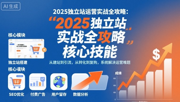 2025独立站运营实战全攻略，一站式掌握独立站运营核心技能-低成本创业项目大全｜短视频带货+AI副业变现｜知行创业网