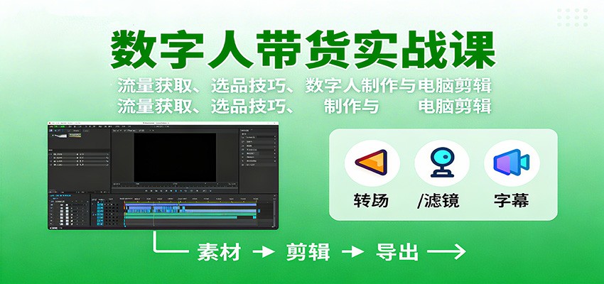 数字人变现实战课:流量获取、选品技巧、数字人制作与电脑剪辑-低成本创业项目大全|短视频带货+AI副业变现|知行创业网