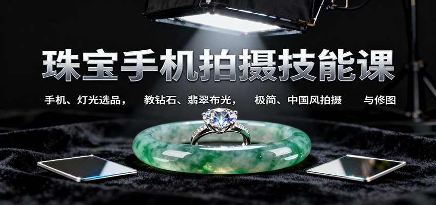 珠宝手机拍摄技能课:手机、 灯光选品，教钻石、翡翠布光，极简、中国风拍摄与修图-低成本创业项目大全｜短视频带货+AI副业变现｜知行创业网