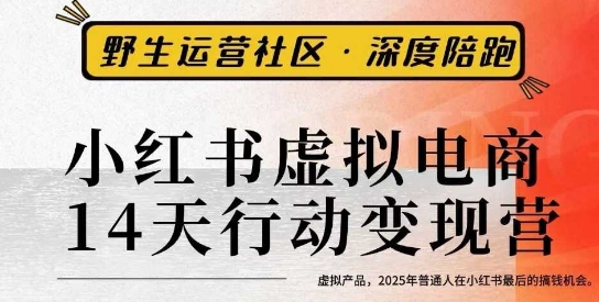 小红书虚拟电商14天变现训练营3.0，​虚拟产品，2025年普通人在小红书最后的搞钱机会-低成本创业项目大全｜短视频带货+AI副业变现｜知行创业网