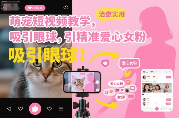 萌宠短视频教学，吸引眼球，引精准爱心女粉-低成本创业项目大全｜短视频带货+AI副业变现｜知行创业网