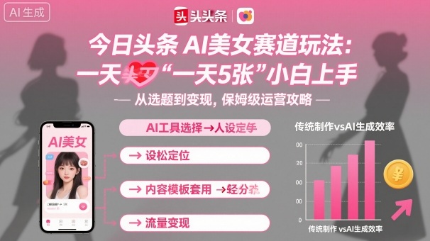 今日头条AI美女赛道玩法，一天轻松5张，小白轻松上手-低成本创业项目大全｜短视频带货+AI副业变现｜知行创业网