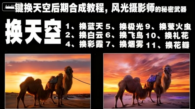 一键换天空后期合成教程，风光摄影师的秘密武器-低成本创业项目大全｜短视频带货+AI副业变现｜知行创业网