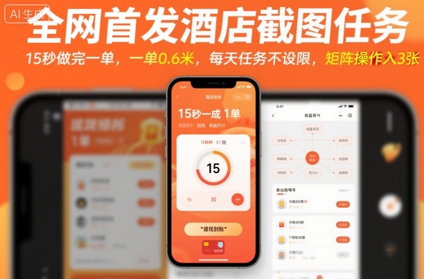 全网首发酒店截图任务，15秒做完一单，一单0.6米，每天任务不设限，矩阵操作日入3张【揭秘】-低成本创业项目大全｜短视频带货+AI副业变现｜知行创业网