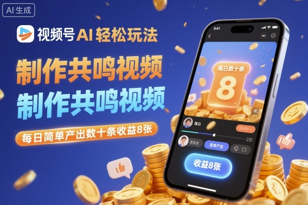 视频号AI轻松玩法，制作共鸣视频，每日简单产出数十条收益8张-低成本创业项目大全｜短视频带货+AI副业变现｜知行创业网