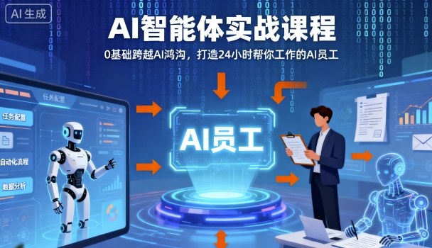 Ai智能体实战课程，0基础跨越Ai鸿沟，打造24小时帮你工作的Ai员工，打破常规，以实战定义Ai-低成本创业项目大全｜短视频带货+AI副业变现｜知行创业网
