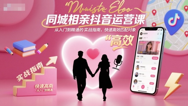 同城相亲抖音运营课，从入门到精通的实战指南，快速高效匹配对象-低成本创业项目大全｜短视频带货+AI副业变现｜知行创业网