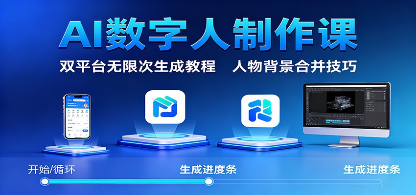 AI数字人制作课:双平台无限次生成教程,人物背景合并技巧-低成本创业项目大全|短视频带货+AI副业变现|知行创业网