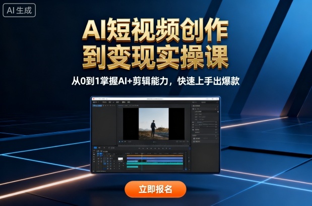 AI短视频创作到变现实操课，从0到1掌握AI+剪辑能力，快速上手出爆款（更新10月）-低成本创业项目大全｜短视频带货+AI副业变现｜知行创业网