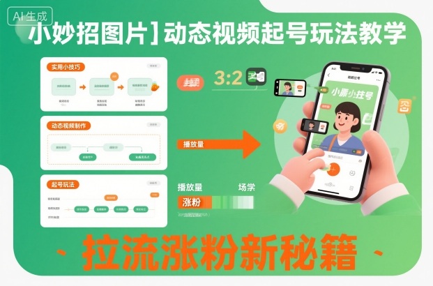 小妙招图片＋动态视频起号玩法教学，拉流涨粉新秘籍-低成本创业项目大全｜短视频带货+AI副业变现｜知行创业网