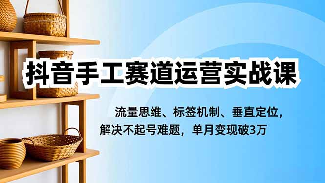 （16667期）抖音手工赛道运营实战课，流量思维、标签机制、垂直定位，解决不起号难题，单月变现破3万-低成本创业项目大全｜短视频带货+AI副业变现｜知行创业网