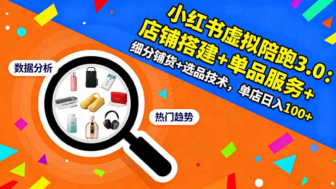 （16451期）小红书虚拟陪跑3.0：店铺搭建+单品服务+细分铺货+选品技术，单店日入100+-低成本创业项目大全｜短视频带货+AI副业变现｜知行创业网