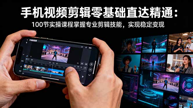 （16466期）手机视频剪辑零基础直达精通：100节实操课程掌握专业剪辑技能，实现稳…-低成本创业项目大全｜短视频带货+AI副业变现｜知行创业网