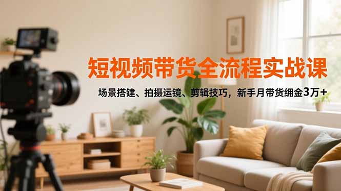 （16679期）短视频带货全流程实战课，场景搭建、拍摄运镜、剪辑技巧，新手月带货佣金3万+-低成本创业项目大全｜短视频带货+AI副业变现｜知行创业网