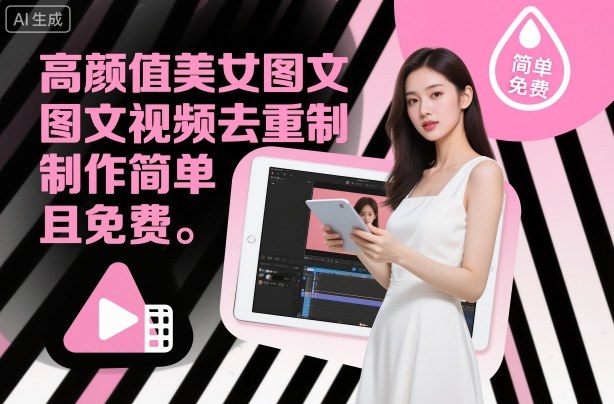 高颜值美女图文视频去重制作教学,制作简单且免费-低成本创业项目大全|短视频带货+AI副业变现|知行创业网