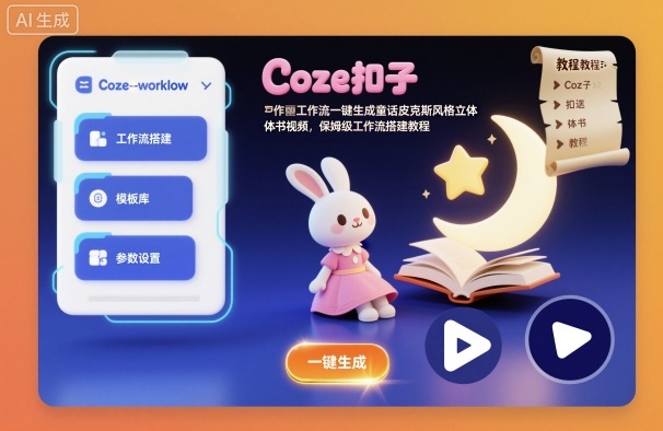 Coze扣子工作流一键生成童话皮克斯风格立体书视频，保姆级工作流搭建教程-低成本创业项目大全｜短视频带货+AI副业变现｜知行创业网