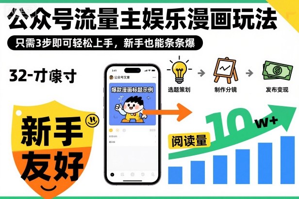 ‍‬⁢‍⁡‍‍⁡​⁣⁤‍‬⁡⁣⁢​⁣‍⁣‌‌⁢​⁡⁡‌​⁢⁣⁢​⁢‌​⁣‬​⁣‬‬⁣⁢​⁢⁣公众号流量主娱乐漫画玩法，只需3步即可轻松上手，新手也能条条爆-低成本创业项目大全｜短视频带货+AI副业变现｜知行创业网