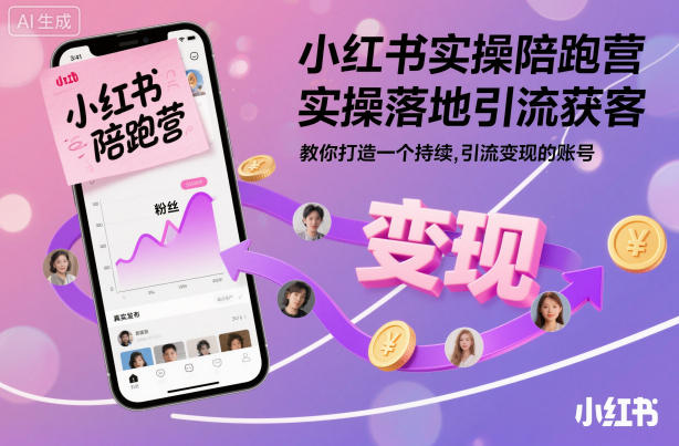 小红书实操陪跑营，实操落地引流获客，教你打造一个持续引流变现的账号-低成本创业项目大全｜短视频带货+AI副业变现｜知行创业网