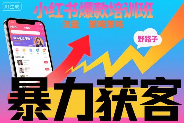 小红书爆款培训班，小红书获客野路子流量打法，暴力持续获客-低成本创业项目大全｜短视频带货+AI副业变现｜知行创业网