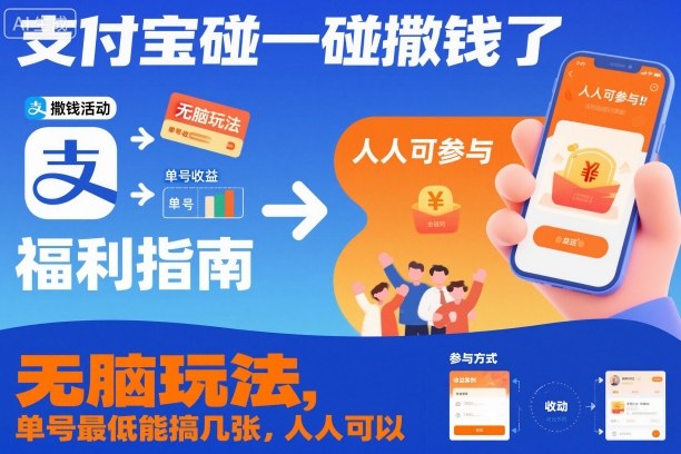 支付宝碰一碰撒钱了，无脑玩法，单号最低能搞几张，人人可以撸【揭秘】-低成本创业项目大全｜短视频带货+AI副业变现｜知行创业网