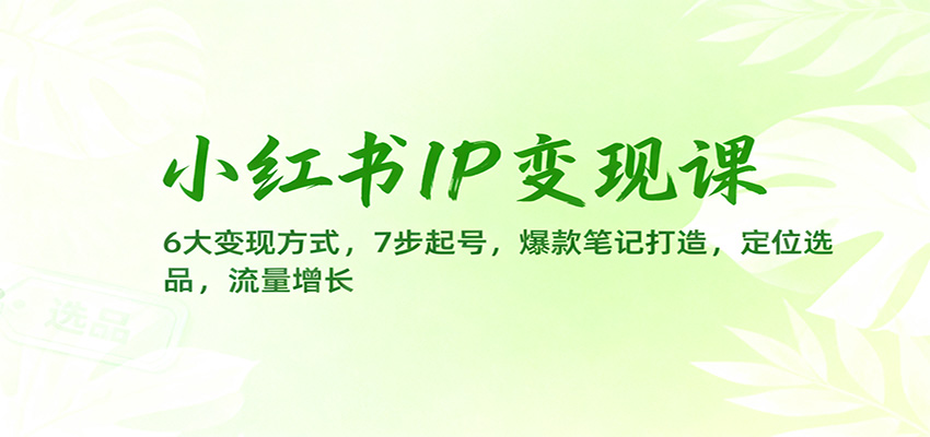 小红书IP变现课：6大变现方式，7步起号，爆款笔记打造，定位选品，流量增长-低成本创业项目大全｜短视频带货+AI副业变现｜知行创业网