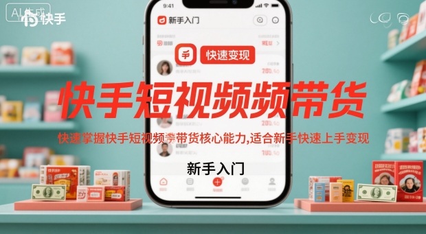 快手短视频带货,快速掌握快手短视频带货核心能力,适合新手快速上手变现-低成本创业项目大全|短视频带货+AI副业变现|知行创业网