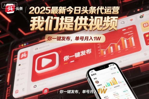 2025最新今日头条代运营，我们提供视频，你一键发布，单号月入1W【揭秘】-低成本创业项目大全｜短视频带货+AI副业变现｜知行创业网