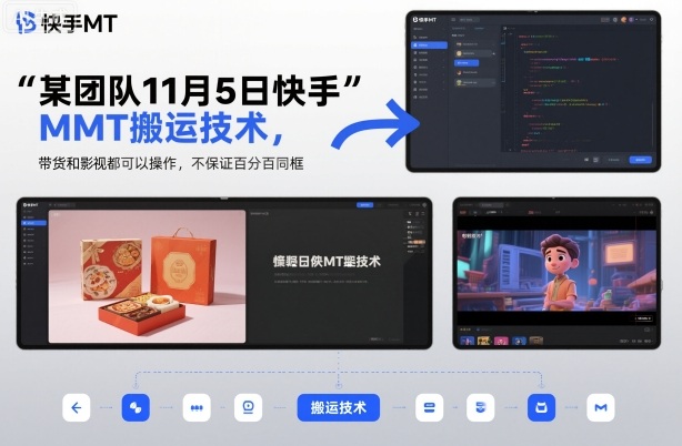 某团队11月5日快手MT搬运技术，带货和影视都可以操作，不保证百分百同框，自测-低成本创业项目大全｜短视频带货+AI副业变现｜知行创业网