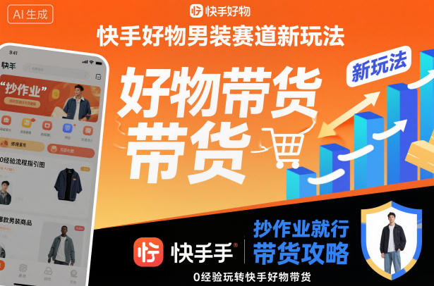 快手好物男装赛道新玩法，抄作业就行，0经验玩转快手好物带货-低成本创业项目大全｜短视频带货+AI副业变现｜知行创业网