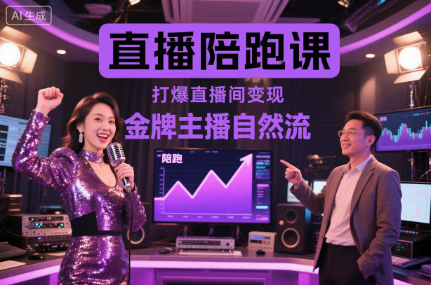 直播陪跑课，金牌主播自然流打爆直播间，复制高变现玩法-低成本创业项目大全｜短视频带货+AI副业变现｜知行创业网