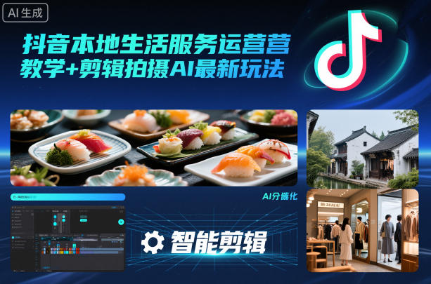 抖音本地生活服务运营教学+剪辑拍摄AI最新玩法-低成本创业项目大全｜短视频带货+AI副业变现｜知行创业网