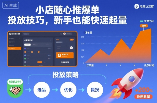 小店随心推爆单投放技巧，新手也能快速起量-低成本创业项目大全｜短视频带货+AI副业变现｜知行创业网