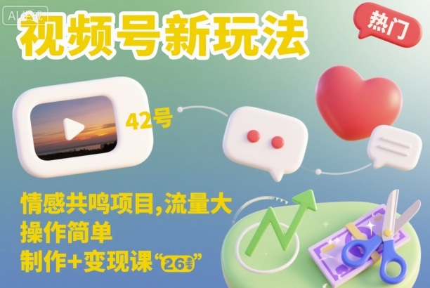 视频号新玩法,情感共鸣项目,流量大,操作简单,制作+变现课-低成本创业项目大全|短视频带货+AI副业变现|知行创业网