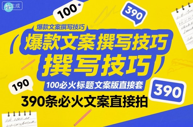 爆款文案撰写技巧，100个必火标题文案模版直接套，390条必火文案直接拍-低成本创业项目大全｜短视频带货+AI副业变现｜知行创业网