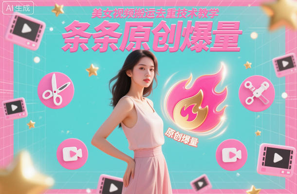 美女视频搬运去重技术教学，条条原创爆量-低成本创业项目大全｜短视频带货+AI副业变现｜知行创业网