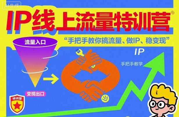 IP线上流量特训营,手把手教你搞流量、做IP、稳变现-低成本创业项目大全|短视频带货+AI副业变现|知行创业网