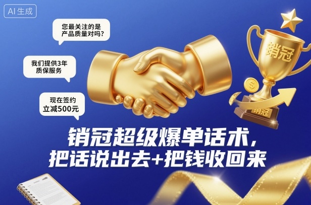 销冠超级爆单话术，把话说出去+把钱收回来-低成本创业项目大全｜短视频带货+AI副业变现｜知行创业网