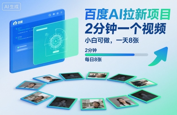百度AI拉新项目，2分钟一个视频，小白可做，一天8张【附案例+保姆级教程】-低成本创业项目大全｜短视频带货+AI副业变现｜知行创业网
