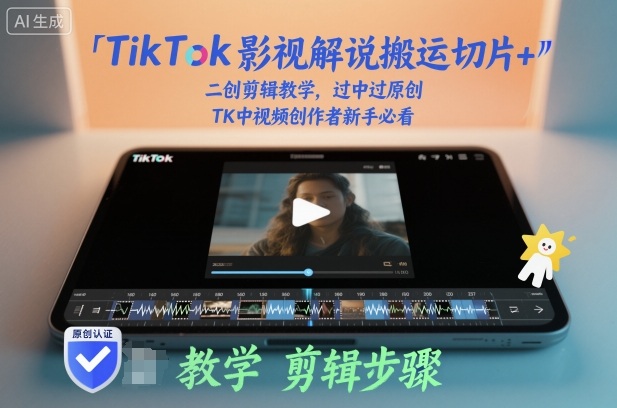 TikTok影视解说搬运切片+二创剪辑教学,过中过原创,TK中视频创作者新手必看-低成本创业项目大全|短视频带货+AI副业变现|知行创业网
