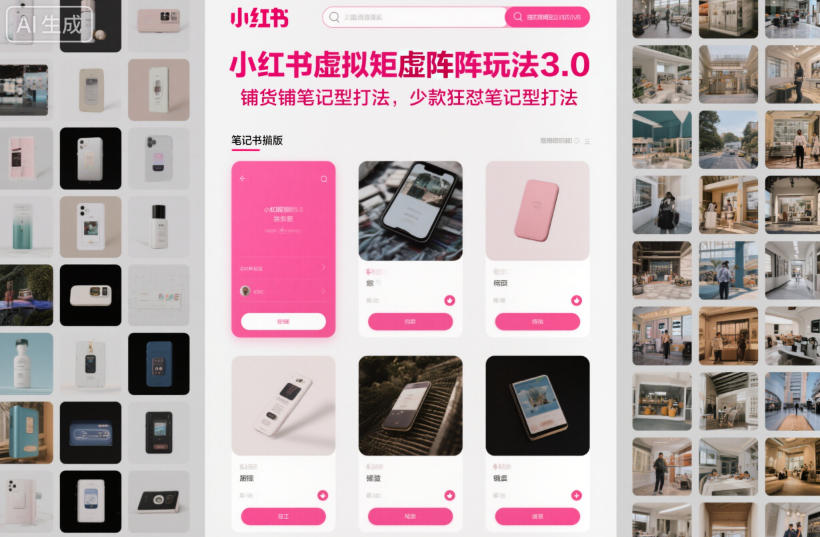 小红书虚拟矩阵玩法3.0，铺货铺笔记型打法，少款狂怼笔记型打法-低成本创业项目大全｜短视频带货+AI副业变现｜知行创业网