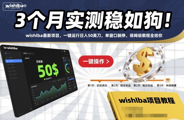 3个月实测稳如狗！wishlba最新项目，一键运行日入50美刀，单窗口躺挣，保姆级教程全给你【揭秘】-低成本创业项目大全｜短视频带货+AI副业变现｜知行创业网