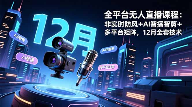 （16754期）全平台无人直播课程：非实时防风＋AI智播智剪＋多平台矩阵，12月全套技术-低成本创业项目大全｜短视频带货+AI副业变现｜知行创业网