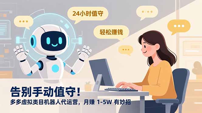 （16921期）告别手动值守！多多虚拟类目机器人代运营，月赚 1-5W 有妙招-低成本创业项目大全｜短视频带货+AI副业变现｜知行创业网