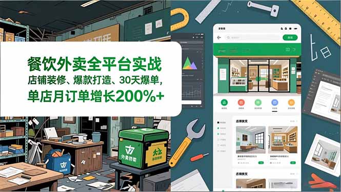 （16978期）餐饮外卖全平台实战，店铺装修、爆款打造、30天爆单，手把手教学，单店月订单增长200%+-低成本创业项目大全｜短视频带货+AI副业变现｜知行创业网