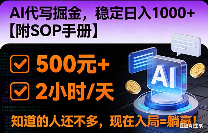 (16841期)2026风口项目,AI代写掘金,稳定日入1000+,掌握核心技能【附SOP手册】-低成本创业项目大全|短视频带货+AI副业变现|知行创业网