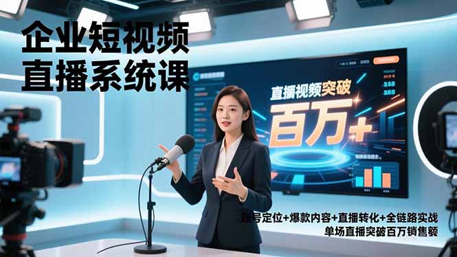 （16878期）企业短视频直播系统课，账号定位+爆款内容+直播转化+全链路实战，单场直播突破百万销售额-低成本创业项目大全｜短视频带货+AI副业变现｜知行创业网