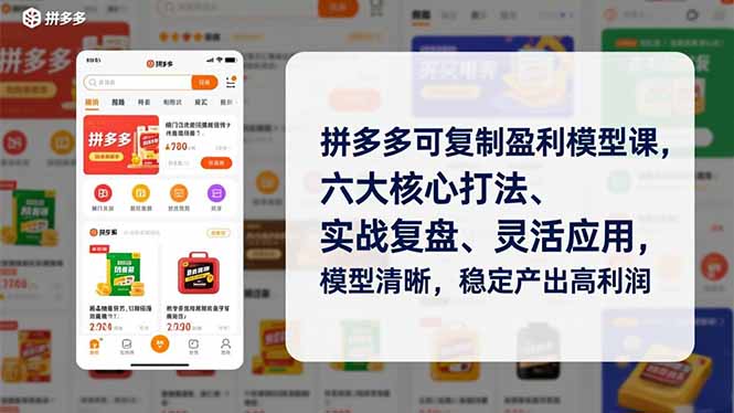 （16952期）拼多多可复制盈利模型课，六大核心打法、实战复盘、灵活应用，模型清晰，稳定产出高利润-低成本创业项目大全｜短视频带货+AI副业变现｜知行创业网