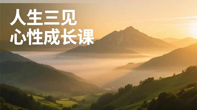 （16897期）人生三见心性成长课，见天地众生自己，搞透人性安顿身心，活出清晰自我，内在富足无价-低成本创业项目大全｜短视频带货+AI副业变现｜知行创业网